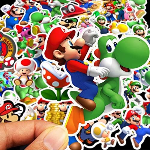 Jjlin Super Mario Bros adesivos para garrafas de água 50 pacote fofo, impermeável, estético e moderno adesivos para adolescentes, garotas