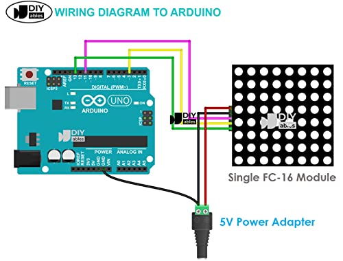 DILABES DOT MATRIX DISPLAY FC16 8X8 LED para Arduino, ESP32, ESP8266, Raspberry Pi, 2 peças