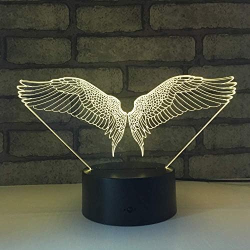 Jinnwell 3d anjo asa noturna lâmpada leve ilusão noite luz 7 alterações de cor de toque Touch mesa de mesa Lâmpadas de decoração