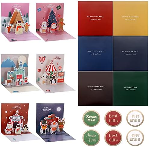Cartões de felicitações de Natal 3d de Natal - 6pcs cartões de férias felizes com envelopes animais fofos coloridos cartões
