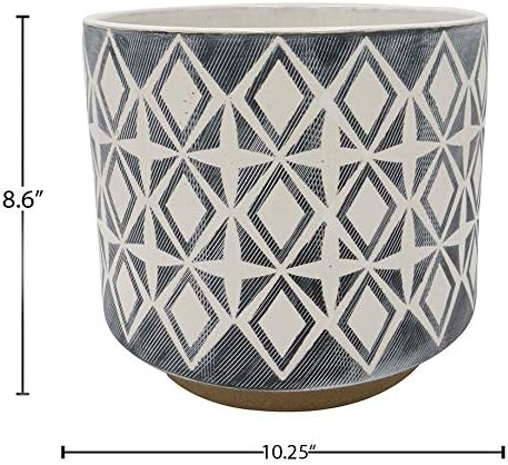 Marca da - Potão de plantador de cerâmica geométrica de rebite, 8,6 h, preto