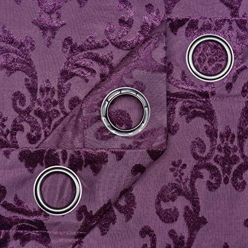 CHANASYA BEBERGINE VELVET CORTINAS DE DAMASK SHEER - Painéis de 63 polegadas - Purple elegante elegante texturizou texturizado