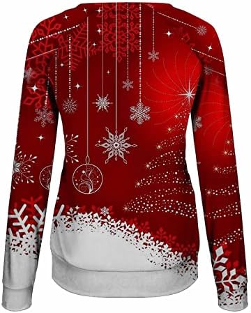 Sorto para mulheres Sorto Casual Manga longa Camisas gráficas de árvore de Natal Casual Casual Selta de pullover solto