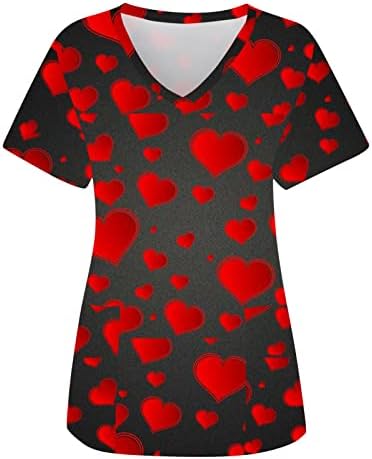 Camisetas de camisetas dos namorados para mulheres de manga curta Red Heart Princied Enfermeira uniforme de enfermeira PLUS