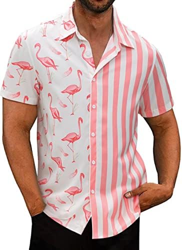 Button casual masculino de jmierr, camisa havaiana de mangas curtas camisas de praia floral com bolsos