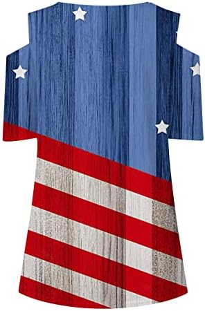 Ombro frio ombro frio 4 de julho Tops recortes de manga curta Blusa da blusa dos EUA T-shirt impressão 2023 camisetas patrióticas