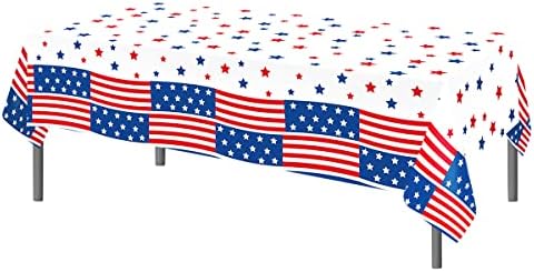 2 peças 4 de julho Toalhadas de festas, American Flag Plastic Retângulo Disponível de Parte de Partem