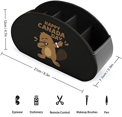 Beaver Dabbing Canada Day Leather Remote Control Holder Funny Caddy Storage Box Desktop Organizador com 5 compartimentos