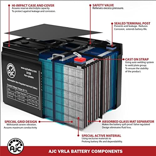AJC Bateria compatível com Kid Trax White conversível KT1199WM 12V 12AH Bateria de brinquedos de passeio