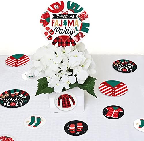Big Dot of Happiness Pijamas de Natal - Holiday Plaid PJ Party Giant Circle Confetti - Decorações de festas - grande confete