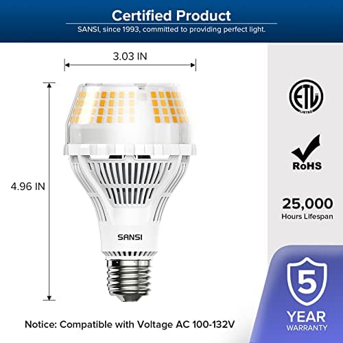 SANSI 200W Lâmpada LED A21 equivalente, 3000 lúmens e26 lâmpada LED com tecnologia de cerâmica, 3000K Soft quente