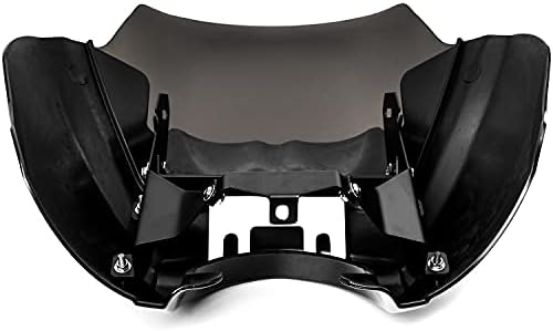 Kit de estilo clube de windshield do Krator Black & Smoke Tall Windshield-Compatível com a Harley-Davidson Dyna, Super Glide