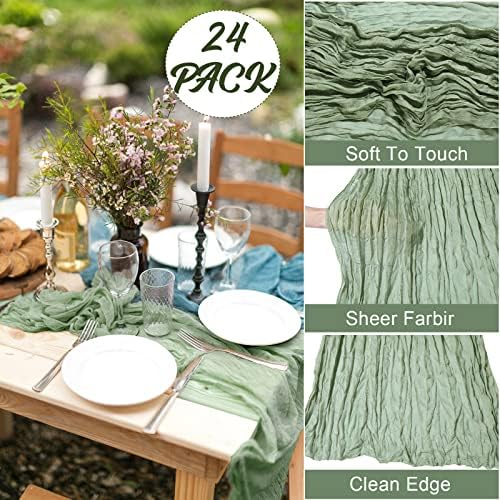 24 PCs Table corredores em massa Cheesecloth Runners Runners Bulk Galze Galze Rustic Runners 27,5 x 160 polegadas Boho Table Runners