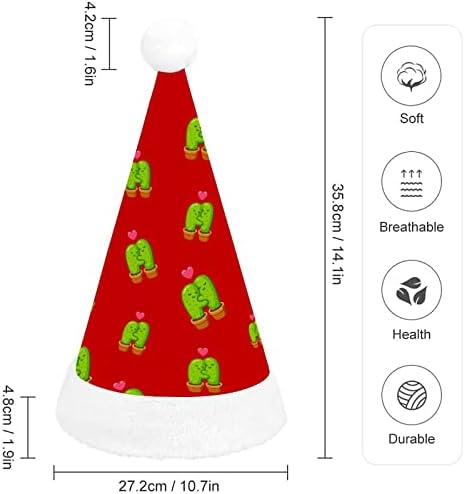 Casal fofo de cacto de desenho animado apaixonado chapéu de papão de Natal para o capacete de natal vermelho favorece suprimentos