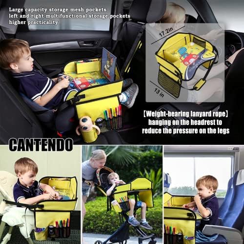 Cantendo Kids Travel Bandeja para carro - bandeja de assento de carro para crianças viajam com cinto de carga, bandeja de atividades