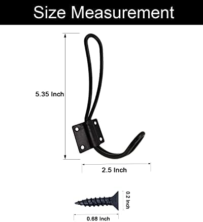 Ganchos de casaco de 4 PCs Abinlin, ganchos de porta para pendurar com 16 parafusos, gancho de metal retrô para serviço pesado