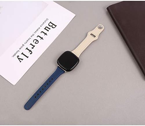 Mtozon Slim Leather Bands Compatível com Fitbit Versa 3/Sense, substituição de pulseira de couro genuíno macio