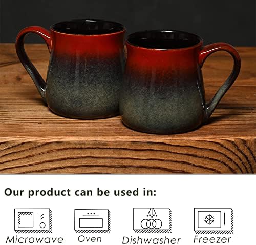 Joyojours grande caneca de café em cerâmica mantém bebidas frias e quentes e vermelhas de cerâmica grande para a xícara, caneca de