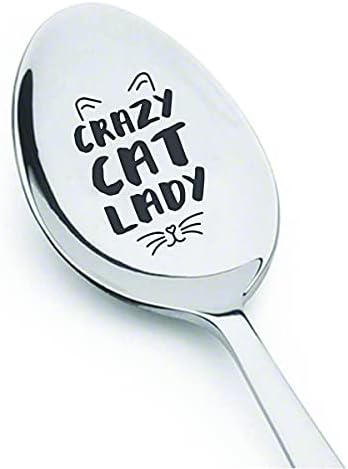 Amante de gatos amante de animais de estimação Presente de colher gravada para mulheres | Crazy Cat Lady Grated Spoon Presente