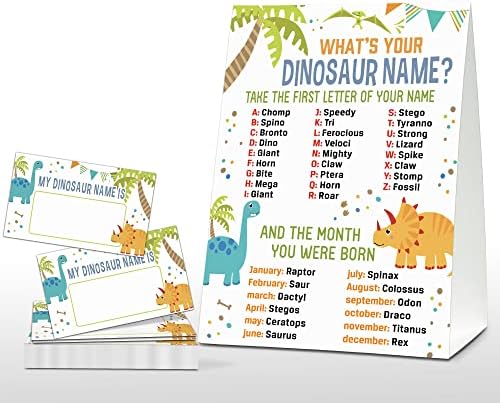 Qual é o seu jogo de nome de dinossauros - Safari Jungle Birthday Party Games for Boys - Family School Classroom Atividade