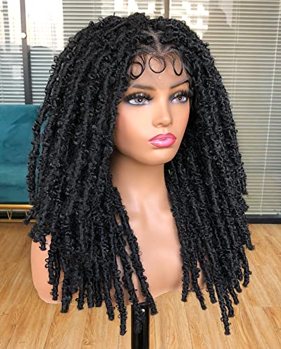 Sweece Black Faux Locs Wigs trançados para mulheres negras Locs de renda cheia perucas com cabelos de bebê 20 polegadas Triângulo