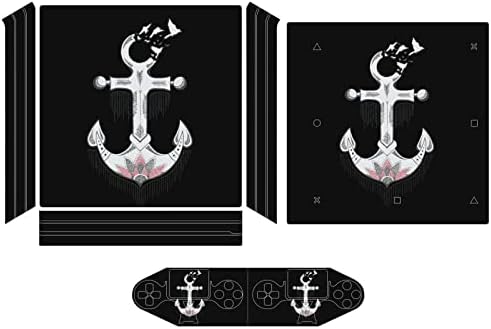 Anchor Flower Seagull Stick Skin Skin Protector Slim Tampa para PS-4 Slim/PS-4 Pro Console & 2 Controller