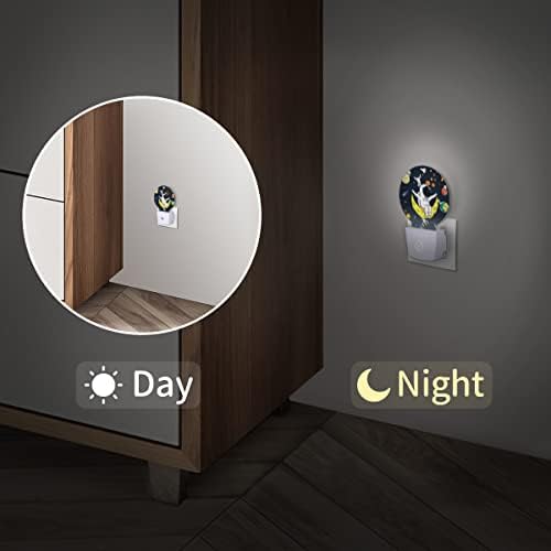 Uoyo espacial astronauta banana plugue de luz noturna em planetas de parede foguetes LED Nightlights Auto Smart Dusk to Dawn