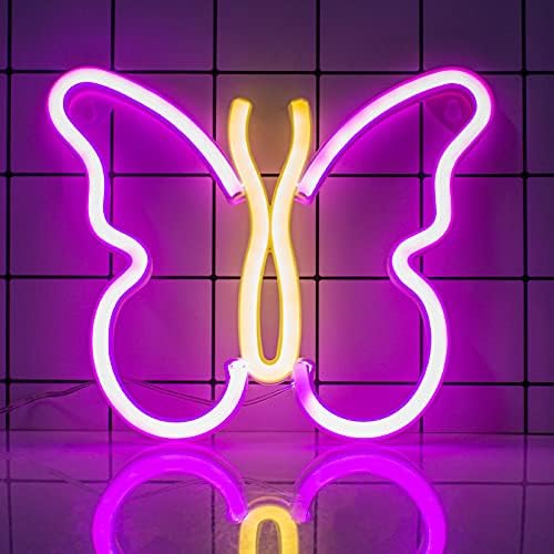 Sinais de néon para o quarto, Butterfly Neon Sinais de luzes LED USB ou bateria, Luz de neon LED como sinais de parede de