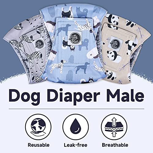 Bitty Paw panda fraldas de cachorro masculino- Bandas de barriga masculina para cães, lavable reutilizáveis ​​cães