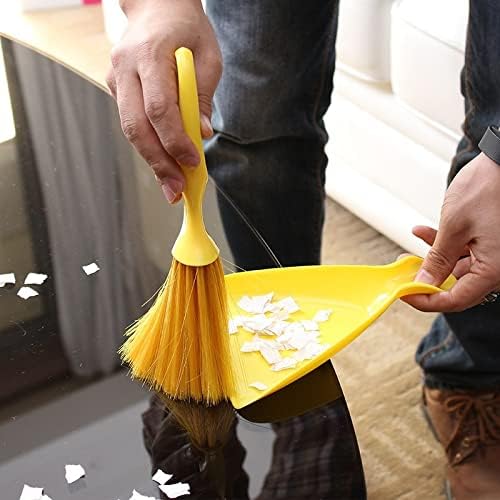 Bedre vassouras, mini -broom de vassoura de mão lasca de lasca de vassouras plásticas Cea de limpeza teclado amarelo azul