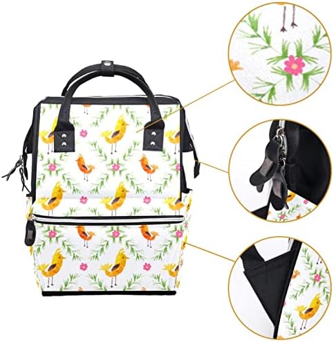 Bolsas de fraldas de pássaros amarelos Backpack multifuncional para viagens, mochila elegante da escola universitária