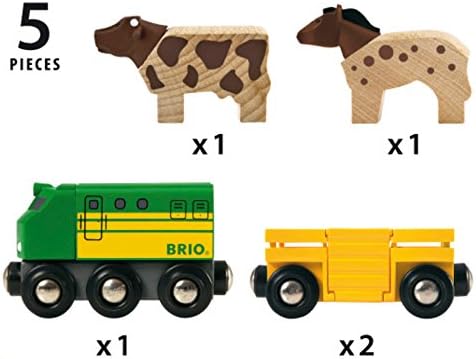 Brio World 33404 - trem agrícola - 5 peças de trem de brinquedos de madeira para crianças de 3 anos ou mais