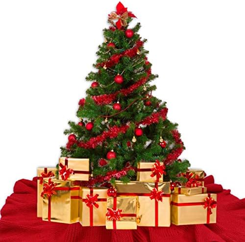 Saia de árvore de natal de natal Doitool ， 48 polegadas de luxo malha de luxo malha