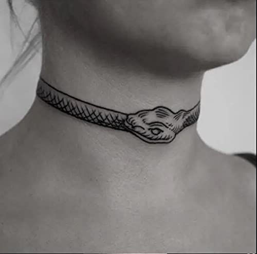 4 folhas yeahgoshoppping Black Snake Tattoos temporários para homens mulheres braço de pescoço Arte da prova d'água adesivos