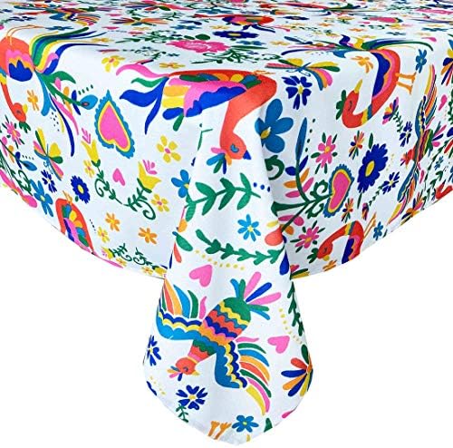 Toneira de mesa de tecido de tecido resistente a manchas de Birds de Newbridge Otomi - Arte folclórica mexicana, toalha de mesa externa