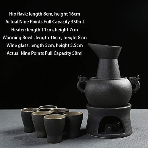 LHH SAKE STAPE com xícaras de saquê de cerâmica mais quentes 9pcs incluem 1 fogão 1 tigela de aquecimento 1 garrafa de