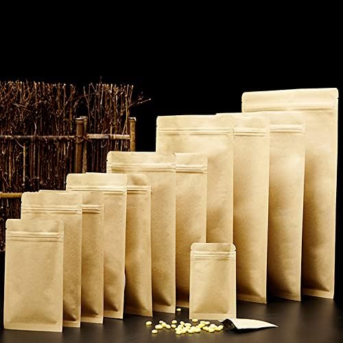 20pcs Eco-amigável Kraft Sacos de vedação Kraft, sacos de armazenamento de alimentos com fechadura selvável para embalagem