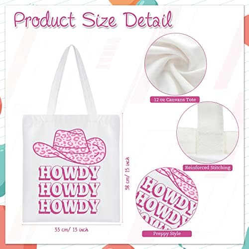 4 PCs Preppy Bolsa fofa sacola rosa bolsas de supermercado Howdy Canvas Estética Garota Reutilizável Mulheres Sorrindo