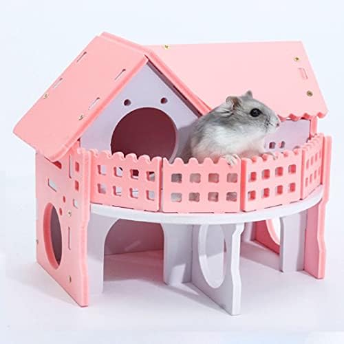 Hamiledyi Wooden Hamster House, Assemble madeira ecológica pequeno esconderijo de animal, mas luxo duplo deck villa