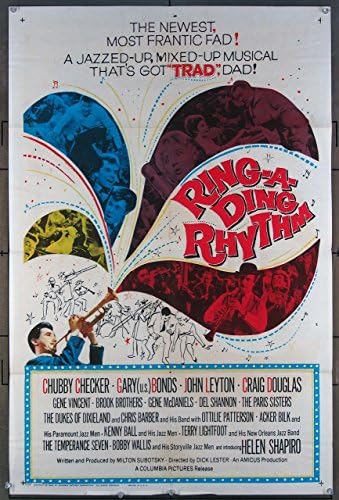 Poster de filme ritmo anel-a-ding 27x41 gene de uma folha dos EUA Vincent Chubby Chubby Gary U.S. Bonds Gene McDaniels