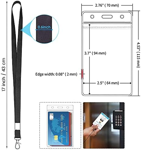 Fadyraye Clear Id Card Titular com cordão, cordão de gancho giratório com suporte de identificação transparente de Id Id Style