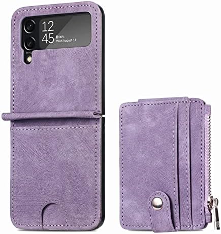 Topfunny Galaxy Z Flip 3 Caixa de carteira com suporte para cartão Retro 2 em 1 Aparelable Flip Flip Wallet Premium