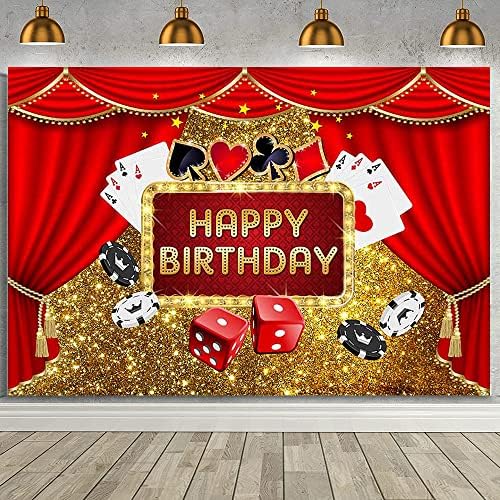 Aibiin Casino cenário Las Vegas Party Birthday Birthdap Poker Poker Cards Dice Birthday Party Photos Background Table Banner