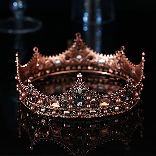 Yovecathou King Crystal Wedding Tiara Vintage Rhinestone Crown Hair Bands para Acessórios para Festas de Festas de Prom