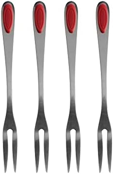 Maine Man Seafood Forks, 18/8 de aço inoxidável e silicone, conjunto/4, vermelho