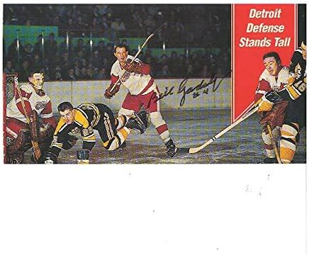Bill Gadsby assinou o cartão de hóquei de Detroit Red Wings Defesa de Detroit fica alto - fotos autografadas da NHL