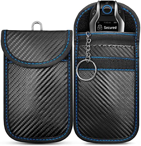 Ironstripe Faraday Pouch para chaves do carro | 2 Pacote de bolsa de costura azul royal Faraday para a chave FOB da bolsa de protetor