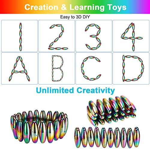 Owoycy 20pcs Rainbow Rakttle Magnet Stone Fidget Toys, ímã educacional da bola magnética de hematita para crianças adultos,