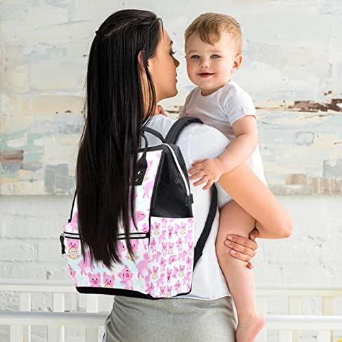 Porcos fofos em diferentes poses Backpack de fraldas com sacolas trocas para meninas garotas meninas mamãe bolsa