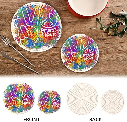 Paz de maconha de símbolo para trivins de cozinha para pratos quentes 2 pcs Placemats resistentes a calor Tite de linha